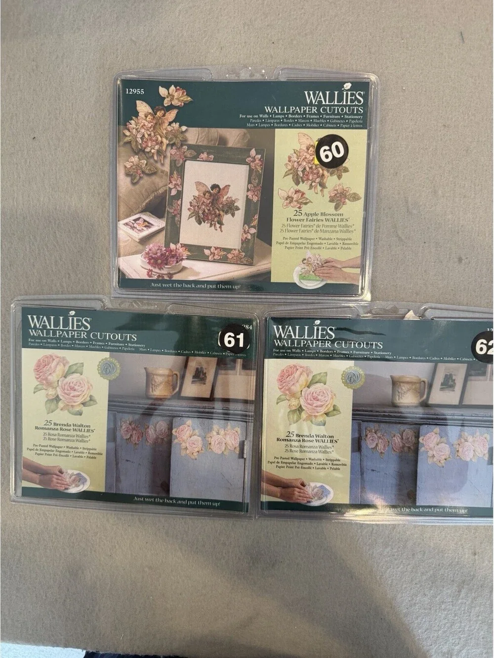 Wallies Wallpaper Cutouts Set Of 3 Roses And Fairies New Sealed